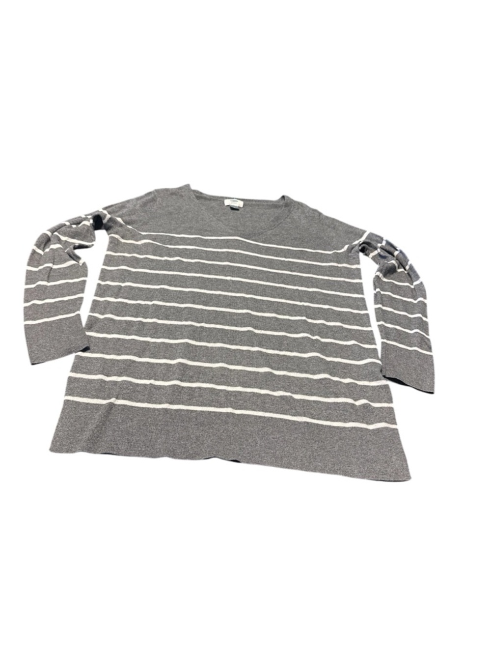 Old Navy Gray and White Striped Knit Top